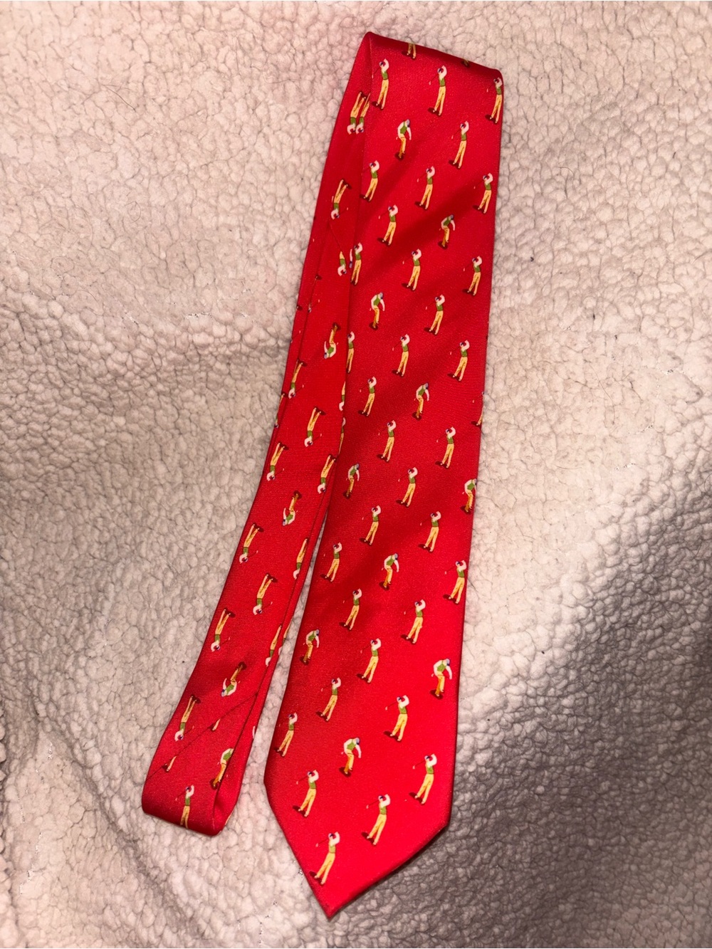 Bird Dog Bay Golf Golfer 100% Silk Tie Red Hand Made Novelty Men’s Necktie